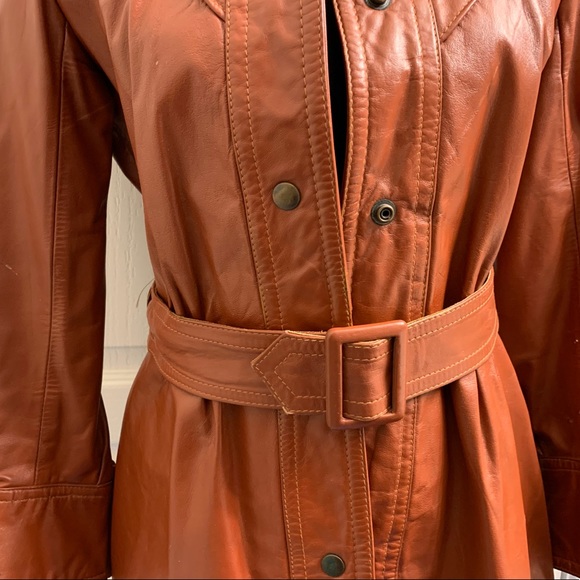 Bilboquet Vintage Dark Red 100% Genuine Leather Women’s Jacket - Belted - Picture 3 of 10